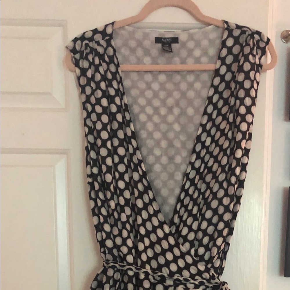 Alfani black and creamy white polka dot dress